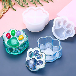 DIY Silicone Paw Print Storage Box Molds, Resin Casting Molds, for UV Resin, Epoxy Resin Craft Making, White, 82x92~94x13~43mm(SIMO-R001-03)