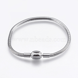 304 Stainless Steel European Style Chains Bracelet Making, with Clasps, Stainless Steel Color, 7-1/8 inch(180mm), 3mm(STAS-E428-12C-P)