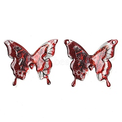 Resin Big Pendants, 3D Butterfly Charms, FireBrick, 52x57x6mm, Hole: 2.4mm(MACR-K354-03A)