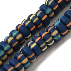 Polymer Clay Beads Strands, Rondelle, Marine Blue, 6.5~7x3~3.5mm, Hole: 1.6mm, about 116~123pcs/strand, 15.55~15.94''(39.5~40.5cm)(CLAY-H006-02K)