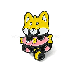 Zinc Alloy Brooches, Enamel Pins, Black, Yellow, 28.5x19x1.5mm(JEWB-O015-04C)