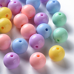 Opaque Acrylic Beads, Round, Mixed Color, 16x15mm, Hole: 2.8mm(X-MACR-S370-C16mm-M1)