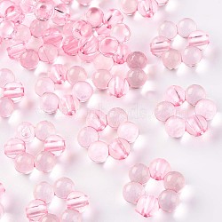 Transparent Acrylic Bead Frames, Flower, Pink, 16.5x15.5x6mm, Hole: 2mm, about 674pcs/500g(TACR-S153-01A-26)