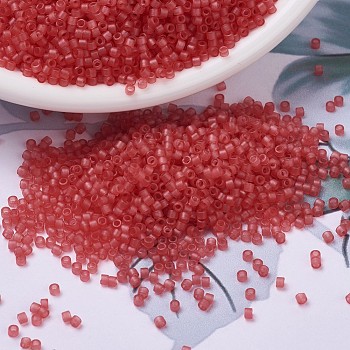 MIYUKI Delica Beads, Cylinder, Japanese Seed Beads, 11/0, (DB0779) Dyed Semi-Frosted Transparent Watermelon, 1.3x1.6mm, Hole: 0.8mm, about 2000pcs/10g