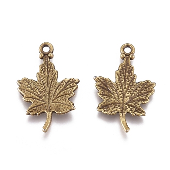 Tibetan Style Alloy Pendants, for Jewelry Making, Maple Leaf, Antique Bronze, 23x15x2mm, Hole: 1.5mm