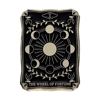 Wheel of FortuneTarot Card Enamel Pins, Alloy Brooch, Gothic Style Jewelry Gift, Moon, 30x21mm