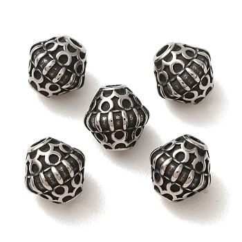304 Stainless Steel Beads, Bicone, Antique Silver, 8.5x8mm, Hole: 2mm