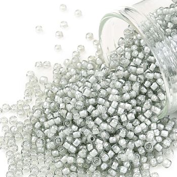 TOHO Round Seed Beads, Japanese Seed Beads, (376) Inside Color Med Gray/White-Lined, 11/0, 2.2mm, Hole: 0.8mm, about 1110pcs/10g