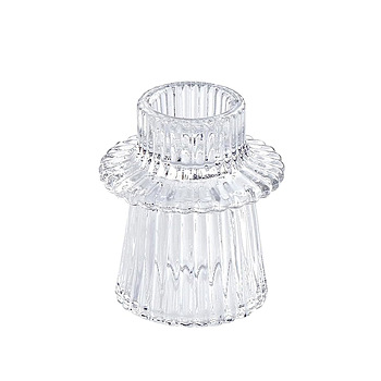 Glass Candlestick Holder, Pillar Candle Centerpiece, Perfect Home Party Decoration, Clear, 6x7cm