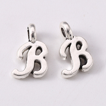 Tibetan Style Alloy Charms, Cadmium Free & Lead Free, Antique Silver, Letter.B, B: 11x6x1.5mm, Hole: 1.8mm