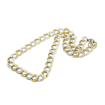 Fashionable 304 Stainless Steel Double Link Chain Necklaces, with Lobster Claw Clasps, Golden & Stainless Steel Color, 19.7 inch(50cm)