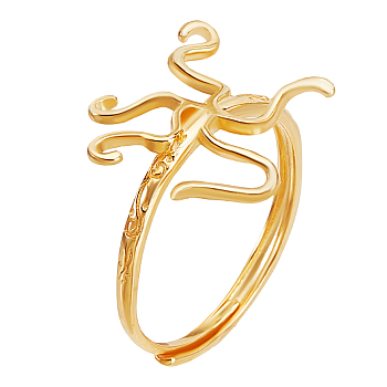 1Pc Adjustable 925 Silver Ring Adjustable Ring Findings, Twist Prong Ring Settings, Golden, Pattern: 18x18mm, Inner Diameter: 19mm