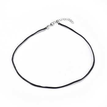 Nylon Thread Necklace Making, with Zinc Alloy Lobster Claw Clasps, Black, 17.2 inch(43.8cm)