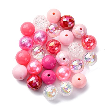 26Pcs 13 Colors Transparent & Opaque Acrylic Beads, Round, Mixed Color, 20mm, Hole: 2~3mm, 2pcs/color