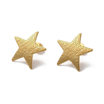 304 Stainless Stud Earring Findings, with Vertical Loops, Golden, Star, 22x22mm, Hole: 2.5mm, Pin: 0.8mm