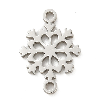 201 Stainless Steel Laser Cut Connector Charms, Stainless Steel Color, Snowflake, 15x10x1mm, Hole: 1.2mm