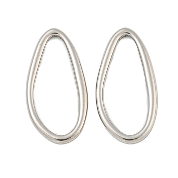 Non-Tarnish 304 Stainless Steel Linking Rings, Irregular Teardrop, Stainless Steel Color, 29x14.5x2.5mm, Inner Diameter: 24.5x10mm