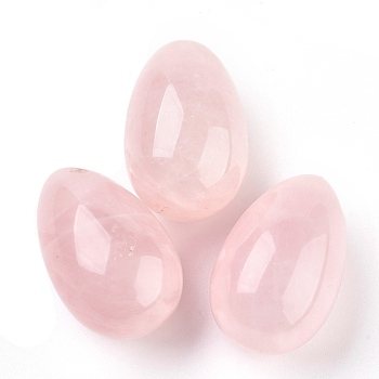 Natural Rose Quartz Pendants, Easter Egg Stone, 31x20x20mm, Hole: 2mm