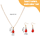 3 Sets 3 Colors Rhinestone Teardrop Dangle Earrings & Pendant Necklace(SJEW-FI0001-27)-2