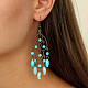 Synthetic Turquoise Woven Web/Net with Oval Tassel Dangle Earrings(AZ8762-2)-2