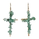 Natural Aventurine Cross Dangle Earrings(EJEW-Z071-01G-02)-1