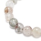 Natural Green Lodolite Quartz/Garden Quartz Round Beaded Stretch Bracelet(BJEW-JB08919-02)-4