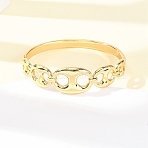 304 Stainless Steel Hinged Bangles for Women, Pig Nose Shape, Ion Plating(IP), Real 18K Gold Plated, Inner Diameter: 2.36x2.01 inch(6x5.1cm)(BJEW-F527-03G)
