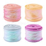4 Rolls 4 Colors Polyester Iridescent Ribbon, Craft Decorative Ribbon, Mixed Color, 1-5/8 inch(40mm), about 10.00 Yards(9.14m)/roll, 1roll/color(OCOR-TA0004-10)