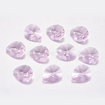 Faceted Glass Rhinestone Pendants, Imitation Austrian Crystal, teardrop, Light Rose, 8x6x4mm, Hole: 1mm(RGLA-F053-E-223)