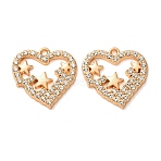Alloy Rhinestone Pendants, Heart with Star Charms, Light Gold, 20x20x2mm, Hole: 1.5mm(RB-CBAA987-14KCG)