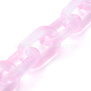 Handmade Transparent Acrylic Cable Chains, Oval, for Jewelry Making, Pink, Link: 31x19x5mm, 39.37 inch(1m)/strand(AJEW-JB00575-01)
