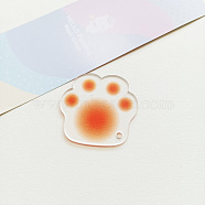 Gradient Color Transparent Acrylic Cat Paw Keychains, with Ball Chains, Orange Red, 49x46x3mm, hole: 1.8mm(ZXFQ-PW0003-25A)