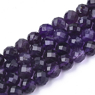 Natural Amethyst Beads Strands, Faceted, Round, 7.5~8x8mm, Hole: 1mm, about 25pcs/strand, 7.48 inch(G-S345-8mm-010)