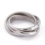 Unisex 304 Stainless Steel Finger Rings, Criss Cross Rings, Stainless Steel Color, Size 6~9, 2.8~7mm, Inner Diameter: 16.5~18.9mm(RJEW-K233-06-P)