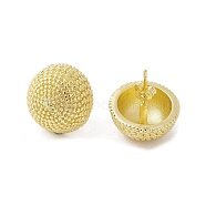 Brass Stud Earrings, Half Round, Real 18K Gold Plated, 17mm(EJEW-M244-08G)