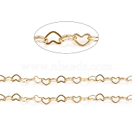Brass Heart Link Chains, with Spool, Soldered, Long-Lasting Plated, Real 18K Gold Plated, 6x8x0.5mm, about 32.8 Feet(10m)/roll(CHC-D026-15A-G)