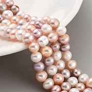 Natural Cultured Freshwater Pearl Beads Strands, Potato, Light Salmon, 6~7mm, Hole: 0.6mm, about 29pcs/strand, 6.69 inch(17cm)(PEAR-C003-12J)