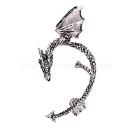 Alloy Dragon Cuff Earrings, Gothic Climber Wrap Around Earrings for Non Piercing Ear, Antique Silver, 80x45mm(DRAG-PW0001-75AS)