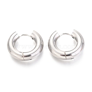202 Stainless Steel Huggie Hoop Earrings, Hypoallergenic Earrings, with 316 Surgical Stainless Steel Pin, Ring, Stainless Steel Color, 4 Gauge, 18.5x21x5mm, Pin: 1mm(EJEW-O087-08D-P)