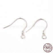 925 Sterling Silver Earring Hooks, with Horizontal Loops, Silver, 15.5x15.4mm, 24 Gauge(0.5mm), Hole: 1.5mm(STER-D035-22S)