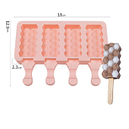 Silicone Ice-cream Stick Molds, 4 Styles Rectangle with Diamond Pattern-shaped Cavities, Reusable Ice Pop Molds Maker, Pink, 129x180x23mm, Capacity: 40ml(1.35fl. oz)(BAKE-PW0001-075H-B)