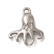 Anti-Tarnish 304 Stainless Steel Pendants, Octopus Charm, Stainless Steel Color, 18x16x27mm, Hole: 1.8mm(STAS-M075-20P)