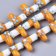 Handmade Lampwork Beads Strands, Christmas stocking, for Christmas, Orange, 15~16x14x8~9mm, Hole: 1.8mm, about 30pcs/Strand, 16.93 inch(43cm)(LAMP-R142-04G)