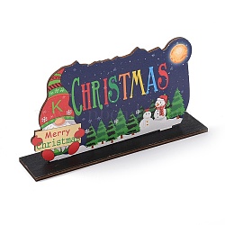 Natural Wood Display Decorations, for Christmas, Word Merry Christmas, Santa Claus/Father Christmas, Colorful, 200x44x103mm(DJEW-O001-14)
