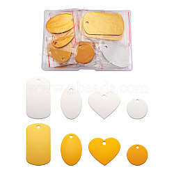 Aluminum Pendants, Blank Tags, Rectangle & Flat Round & Heart & Oval, Mixed Color, Pendants: 32pcs/box(ALUM-KS0001-01)