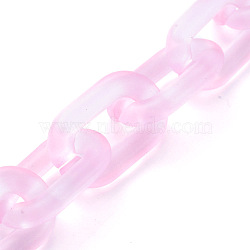 Handmade Transparent Acrylic Cable Chains, Oval, for Jewelry Making, Pink, Link: 31x19x5mm, 39.37 inch(1m)/strand(AJEW-JB00575-01)