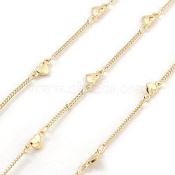Brass Heart Link Chains, Unwelded, with Spool, Real 18K Gold Plated, 4.5x9x2mm(CHC-M025-43G)