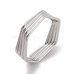 304 Stainless Steel Finger Rings for Women, Hexagon, Stainless Steel Color, 5mm, Inner Diameter: 19x17.5mm(RJEW-G315-02P)