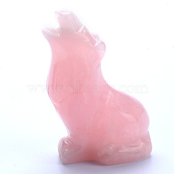 Natural Rose Quartz Carved Healing Wolf Figurines, Reiki Stones Statues for Energy Balancing Meditation Therapy, 52x37x24mm(WOLF-PW0001-15B)