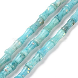 Natural Dolomite & Synthetic Opal Beads Strands, Dyed, Bamboo Stick, Pale Turquoise, 12x5mm, Hole: 0.5mm, about 34pcs/strand, 15.94''(40.5cm)(G-P475-03C)